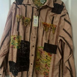 Bohemian Patchwork Button-Up Shirt